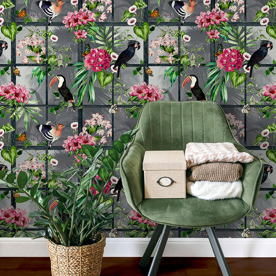 dorothea-multicolor-tropical-birds-wallpaper-york-wallcoverings-ah924408 - York Wallcoverings Wallpaper
