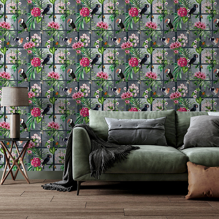 dorothea-multicolor-tropical-birds-wallpaper-york-wallcoverings-ah924408 - York Wallcoverings Wallpaper