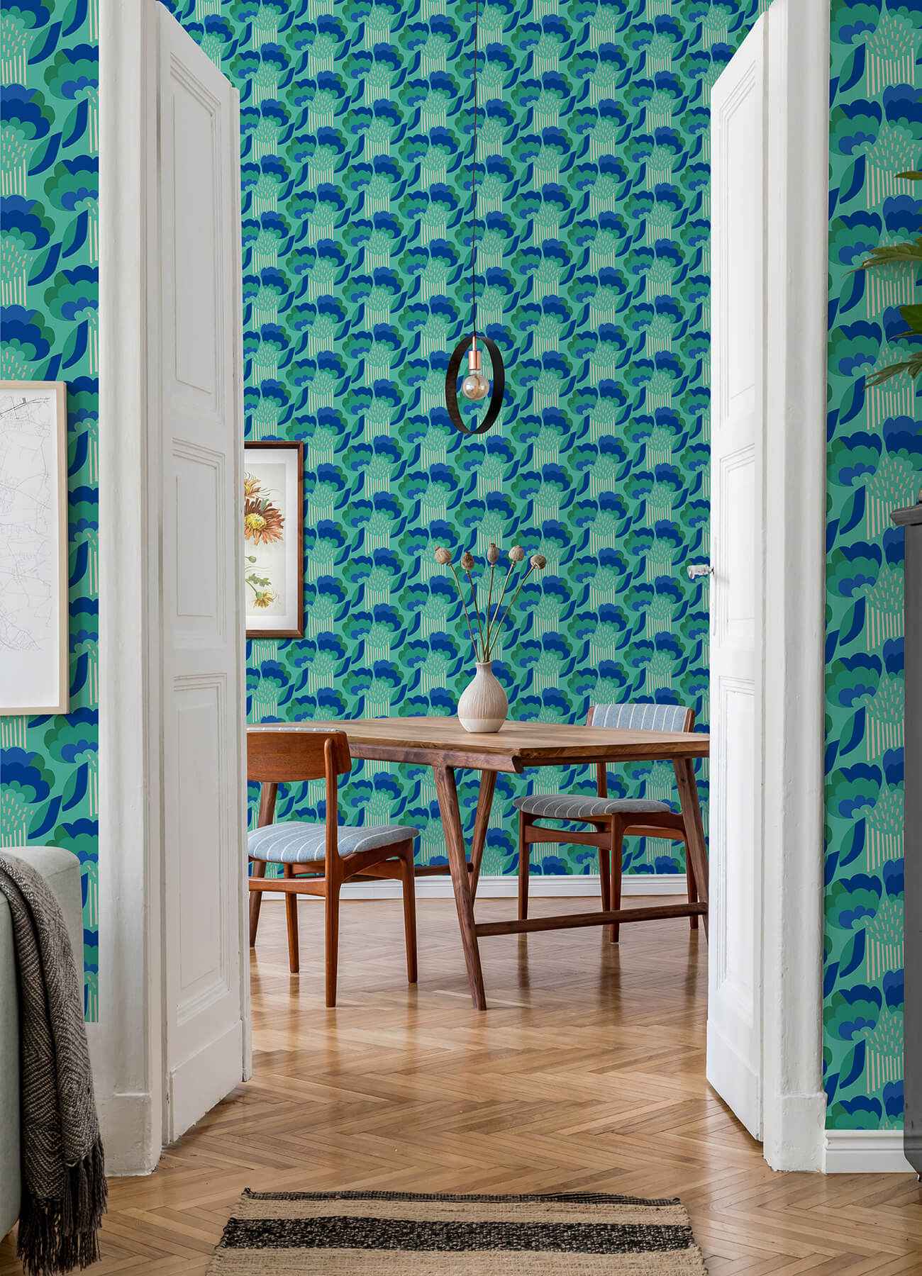 Retro Esme Aqua Peel & Stick Wallpaper - York Wallcoverings - MCS6399 - York Wallcoverings Wallpaper