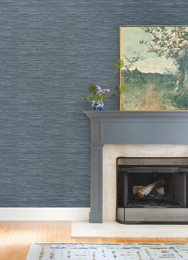 exhale-indigo-woven-faux-grasscloth-wallpaper-york-wallcoverings-4147-27260 - York Wallcoverings Wallpaper