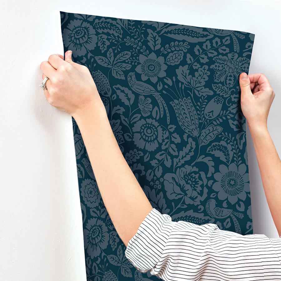 Marta Navy Floral Trail Wallpaper - York Wallcoverings - 4147-27360 - York Wallcoverings Wallpaper