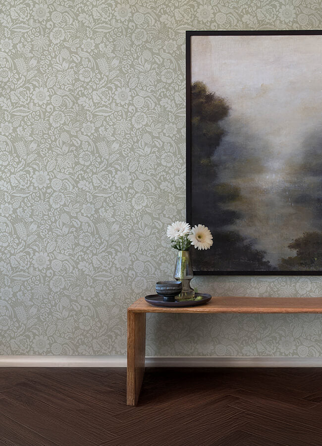 marta-beige-floral-trail-wallpaper-york-wallcoverings-4147-27361 - York Wallcoverings Papel pintado