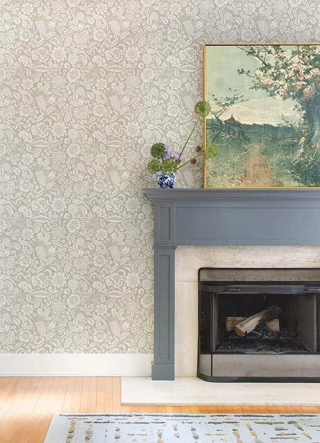 marta-beige-floral-trail-wallpaper-york-wallcoverings-4147-27361 - York Wallcoverings Papel pintado