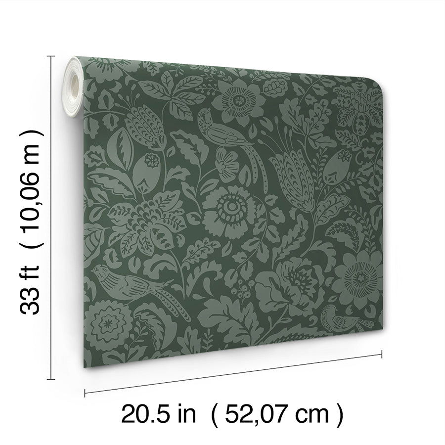 Marta Green Floral Trail Wallpaper - York Wallcoverings - 4147-27362 - York Wallcoverings Wallpaper