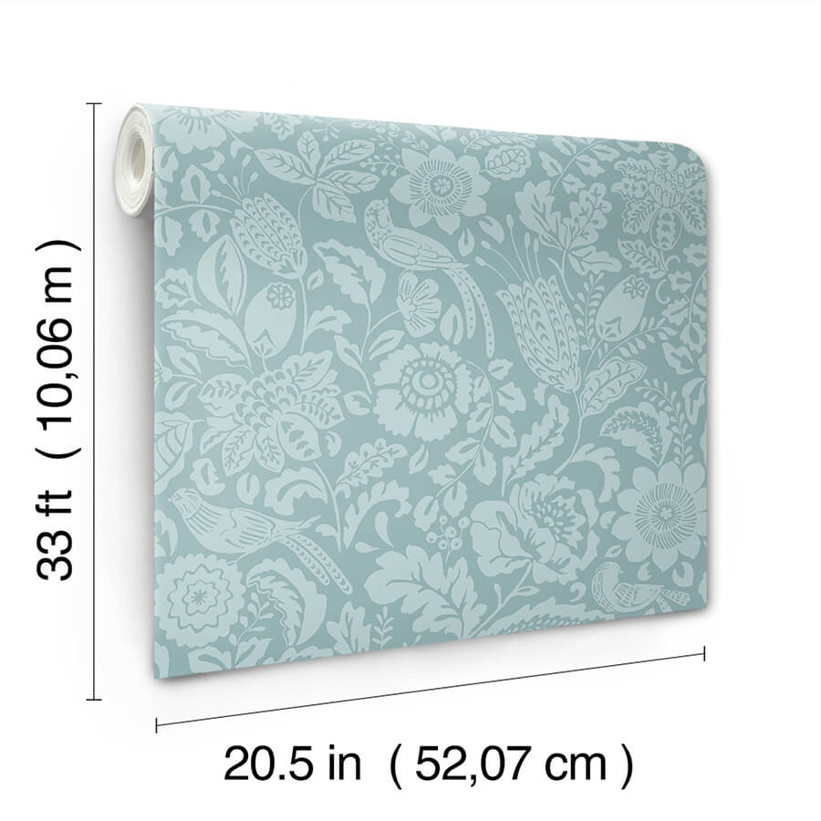 marta-teal-floral-trail-wallpaper-york-wallcoverings-4147-27363 - York Wallcoverings Papel pintado