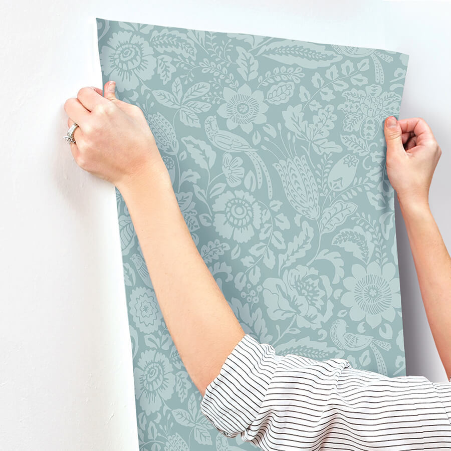 marta-teal-floral-trail-wallpaper-york-wallcoverings-4147-27363 - York Wallcoverings Wallpaper