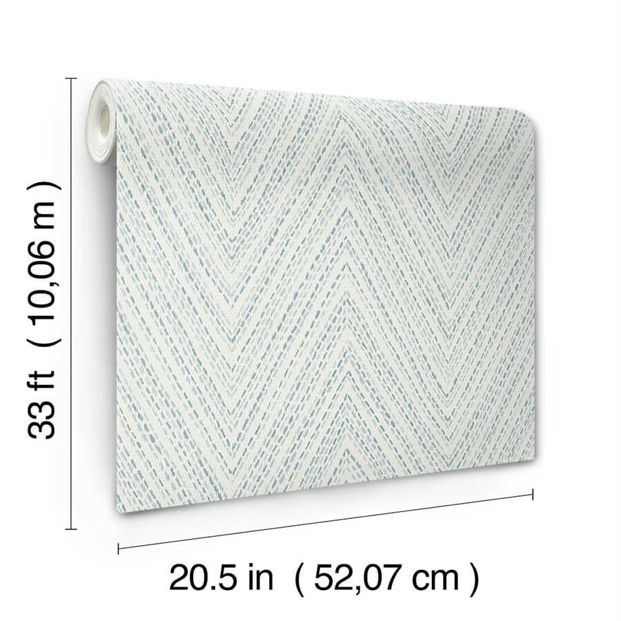 lainey-blue-stitched-chevron-wallpaper-york-wallcoverings-4147-27368 - York Wallcoverings Wallpaper