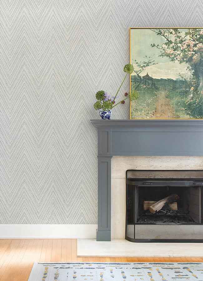 Lainey Blue Stitched Chevron Wallpaper - York Wallcoverings - 4147-27368 - York Wallcoverings Wallpaper