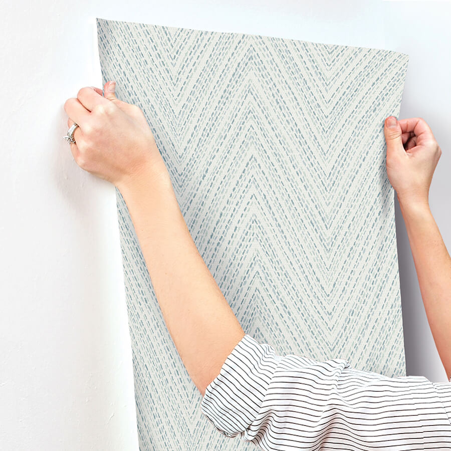 lainey-blue-stitched-chevron-wallpaper-york-wallcoverings-4147-27368 - York Wallcoverings Wallpaper