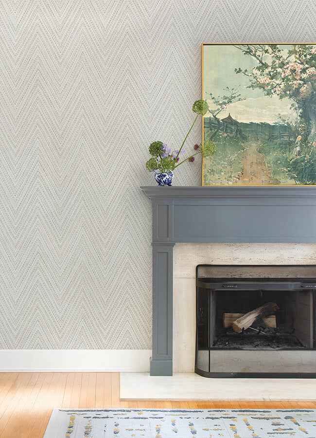 Lainey Neutral Stitched Chevron Wallpaper - York Wallcoverings - 4147-27369 - York Wallcoverings Wallpaper