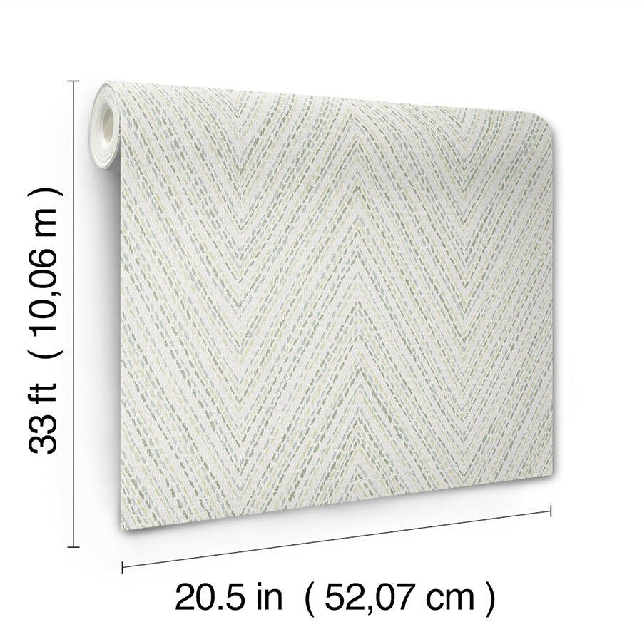 Lainey Green Stitched Chevron Wallpaper - York Wallcoverings - 4147-27370 - York Wallcoverings Wallpaper