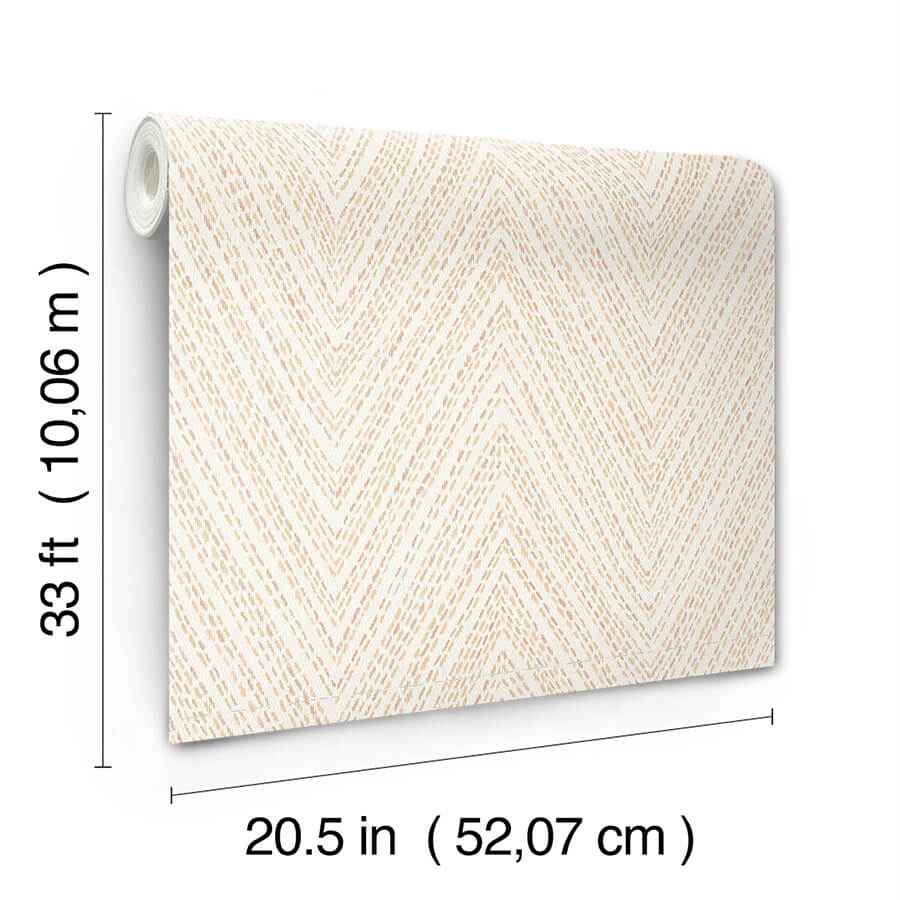 Lainey Apricot Stitched Chevron Wallpaper - York Wallcoverings - 4147-27371 - York Wallcoverings Wallpaper