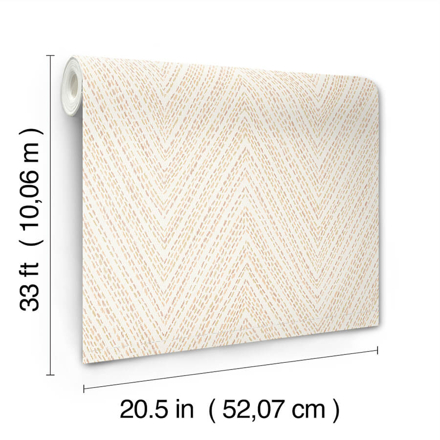 lainey-apricot-stitched-chevron-wallpaper-york-wallcoverings-4147-27371 - York Wallcoverings Wallpaper