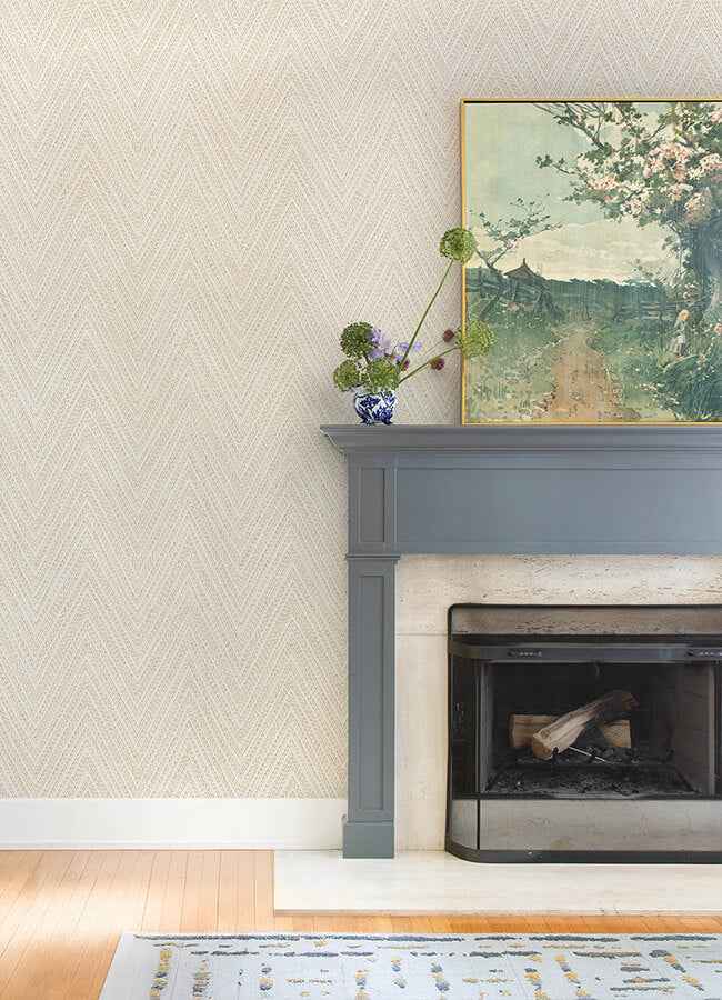 Lainey Apricot Stitched Chevron Wallpaper - York Wallcoverings - 4147-27371 - York Wallcoverings Wallpaper