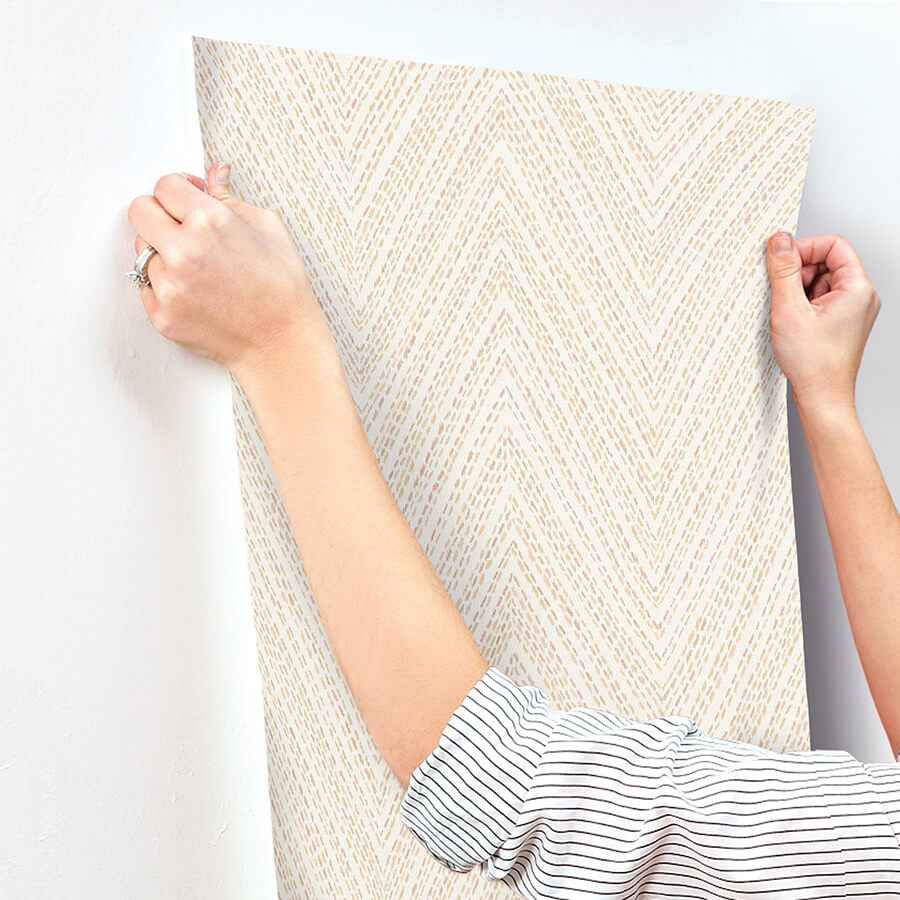 Lainey Apricot Stitched Chevron Wallpaper - York Wallcoverings - 4147-27371 - York Wallcoverings Wallpaper