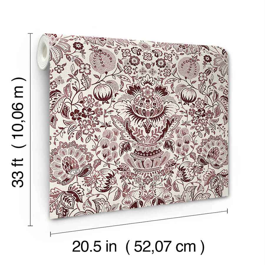 Blanche Plum Floral Damask Wallpaper - York Wallcoverings - 4147-27373