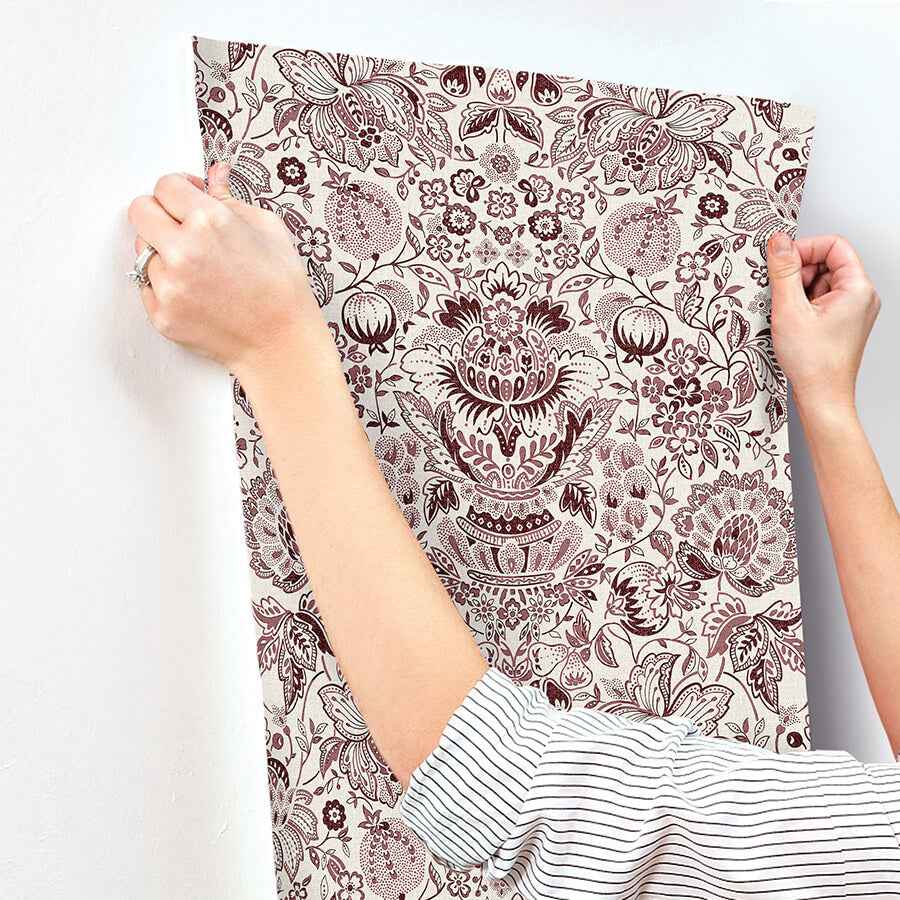 Blanche Plum Floral Damask Wallpaper - York Wallcoverings - 4147-27373 - York Wallcoverings Wallpaper