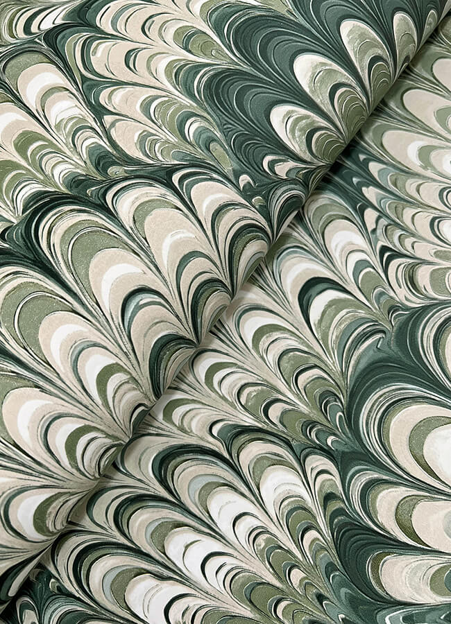 octavia-dark-green-marbled-ink-wallpaper-york-wallcoverings-4147-27377 - York Wallcoverings Papel pintado