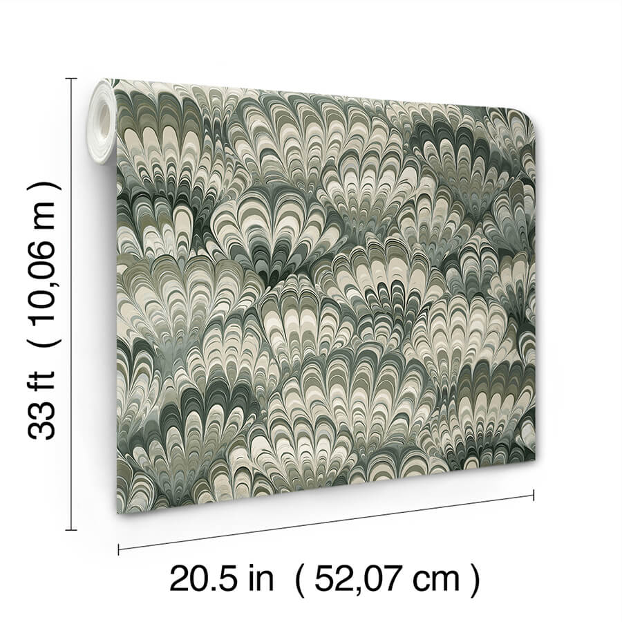 octavia-dark-green-marbled-ink-wallpaper-york-wallcoverings-4147-27377 - York Wallcoverings Papel pintado