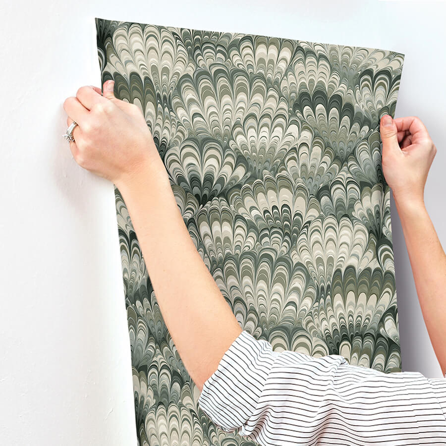 octavia-dark-green-marbled-ink-wallpaper-york-wallcoverings-4147-27377 - York Wallcoverings Papel pintado