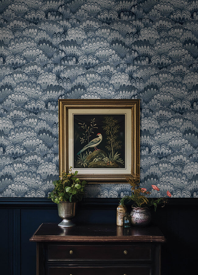 octavia-blue-marbled-ink-wallpaper-york-wallcoverings-4147-27379 - York Wallcoverings Papel pintado