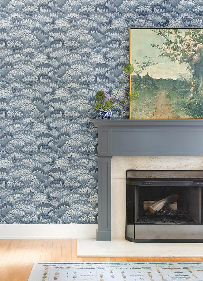 octavia-blue-marbled-ink-wallpaper-york-wallcoverings-4147-27379 - York Wallcoverings Papel pintado