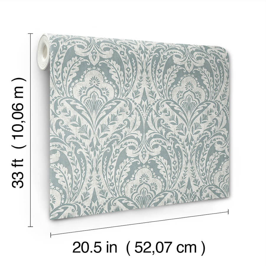 berkshire-denim-damask-wallpaper-york-wallcoverings-4147-27380 - York Wallcoverings Wallpaper