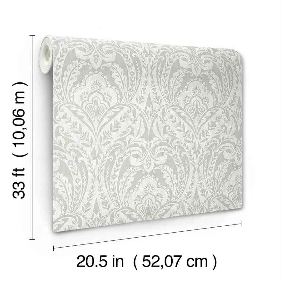 Berkshire Grey Damask Wallpaper - York Wallcoverings - 4147-27381 - York Wallcoverings Wallpaper
