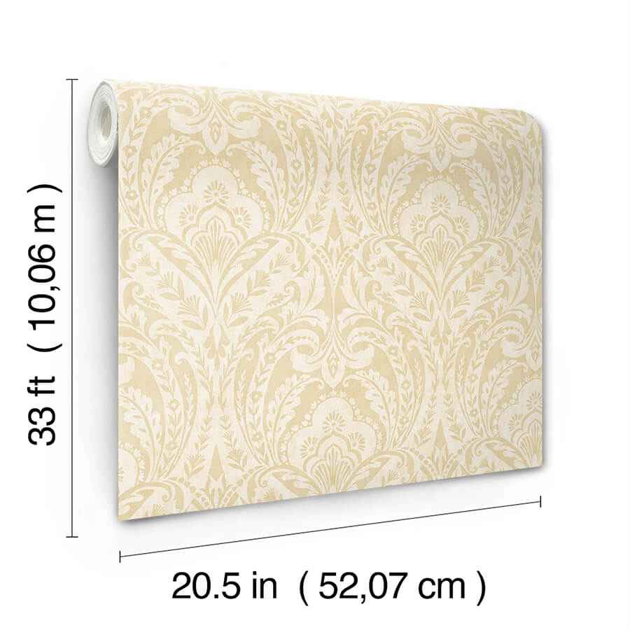 Berkshire Butter Damask Wallpaper - York Wallcoverings - 4147-27383