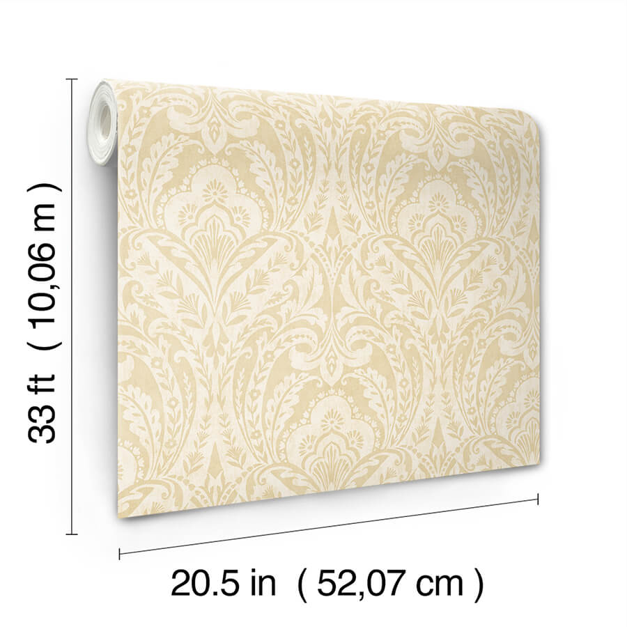berkshire-butter-damask-wallpaper-york-wallcoverings-4147-27383 - York Wallcoverings Wallpaper