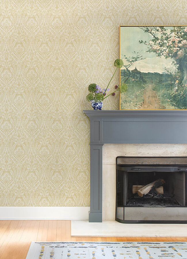 berkshire-butter-damask-wallpaper-york-wallcoverings-4147-27383 - York Wallcoverings Wallpaper