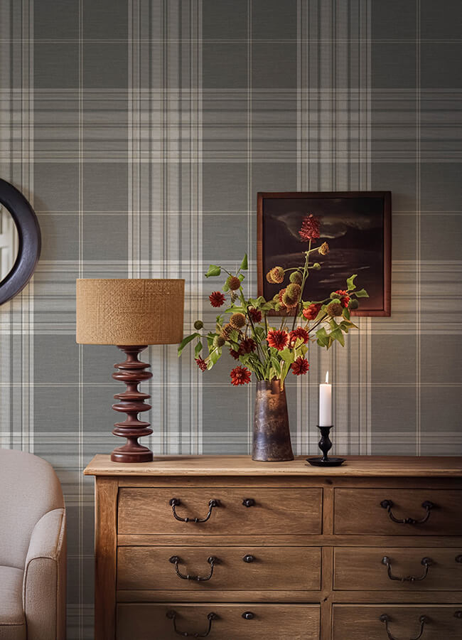 westley-grey-plaid-wallpaper-york-wallcoverings-4147-27384 - York Wallcoverings Wallpaper