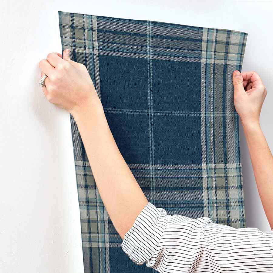 Westley Navy Plaid Wallpaper - York Wallcoverings - 4147-27386 - York Wallcoverings Wallpaper