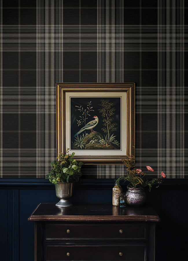 westley-black-plaid-wallpaper-york-wallcoverings-4147-27388 - York Wallcoverings Papel pintado