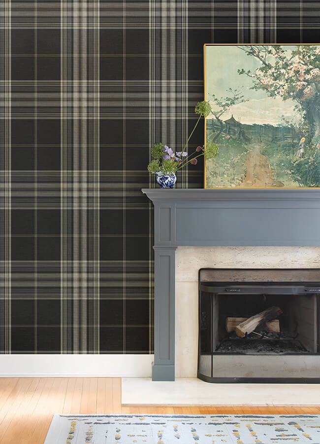 westley-black-plaid-wallpaper-york-wallcoverings-4147-27388 - York Wallcoverings Papel pintado