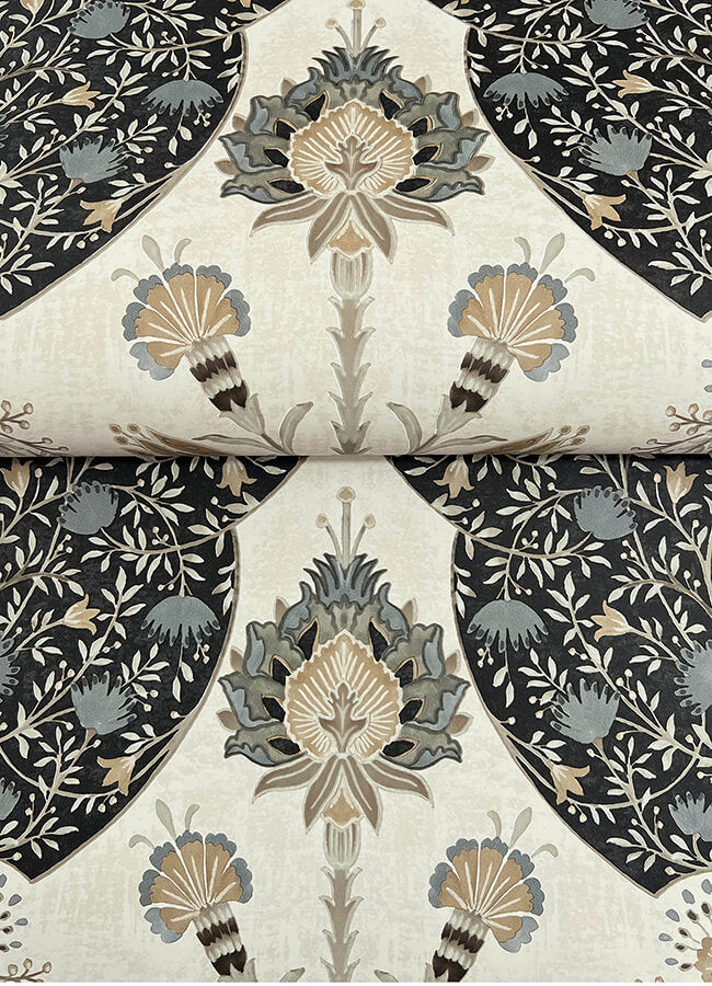 auden-black-floral-grandeur-wallpaper-york-wallcoverings-4147-27389 - York Wallcoverings Papel pintado