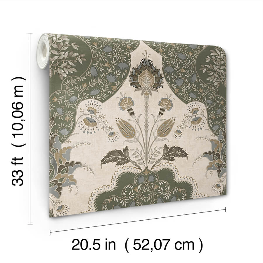 auden-green-floral-grandeur-wallpaper-york-wallcoverings-4147-27391 - York Wallcoverings Papel pintado