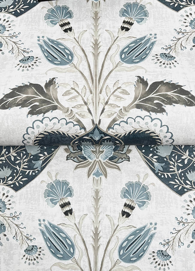 auden-dark-blue-floral-grandeur-wallpaper-york-wallcoverings-4147-27392 - York Wallcoverings Papel pintado