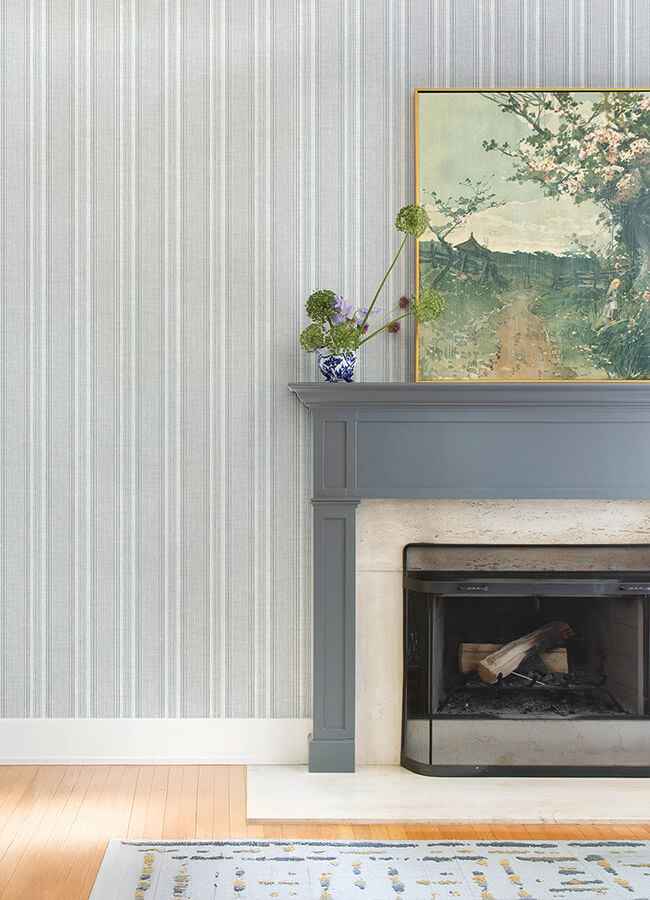 Ayanna Blue Striped Wallpaper - York Wallcoverings - 4147-27393 - York Wallcoverings Wallpaper