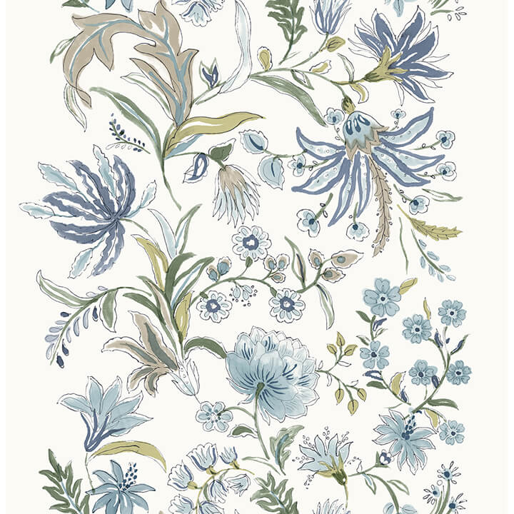 teonna-blue-floral-stripe-wallpaper-york-wallcoverings-4147-27398 - York Wallcoverings Papel pintado