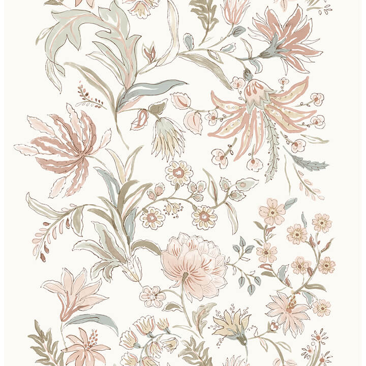 teonna-light-pink-floral-stripe-wallpaper-york-wallcoverings-4147-27399 - York Wallcoverings Wallpaper