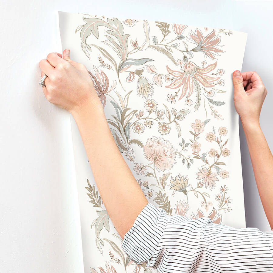 teonna-light-pink-floral-stripe-wallpaper-york-wallcoverings-4147-27399 - York Wallcoverings Papel pintado