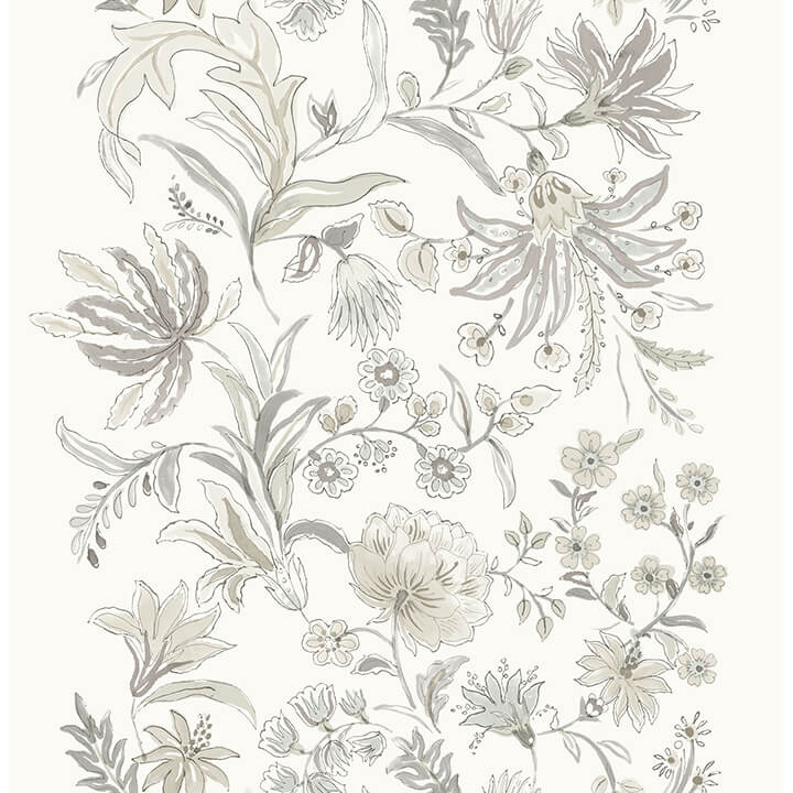 teonna-light-grey-floral-stripe-wallpaper-york-wallcoverings-4147-27400 - York Wallcoverings Papel pintado