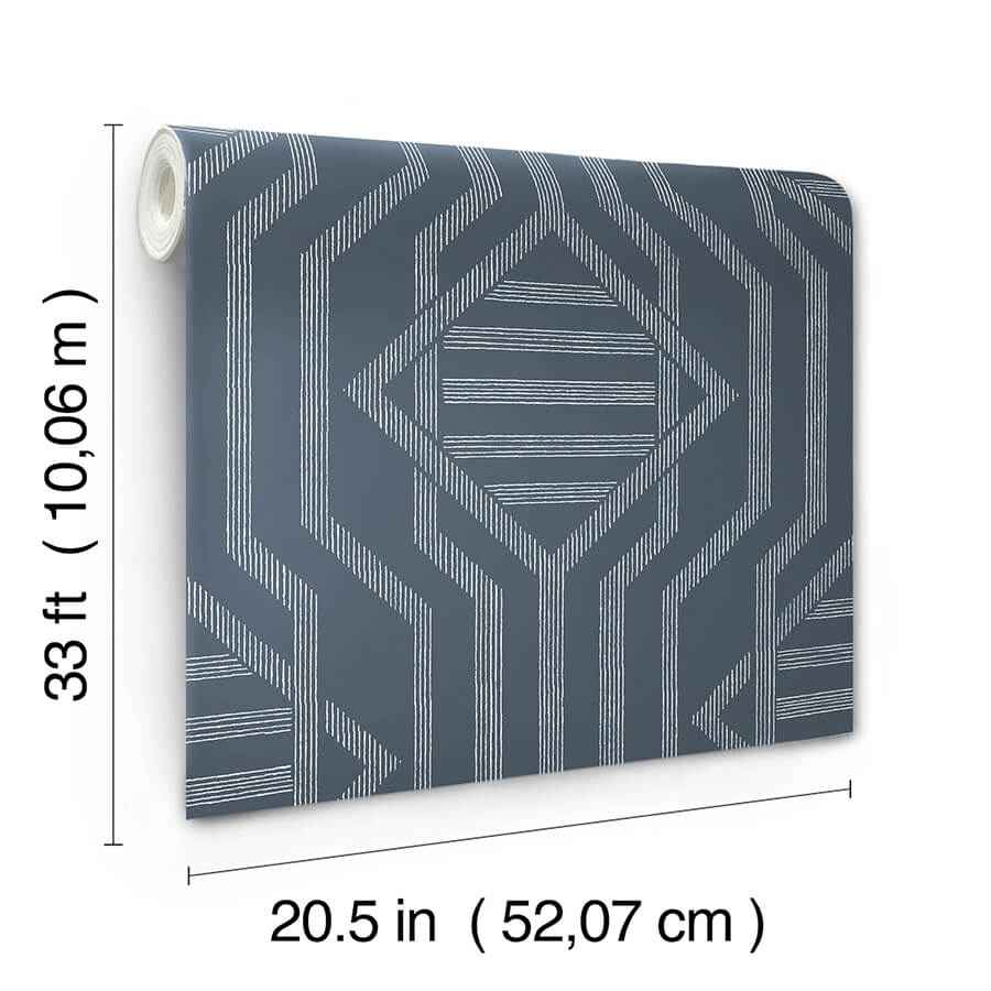 Essex Navy Geometric Wallpaper - York Wallcoverings - 4147-27402