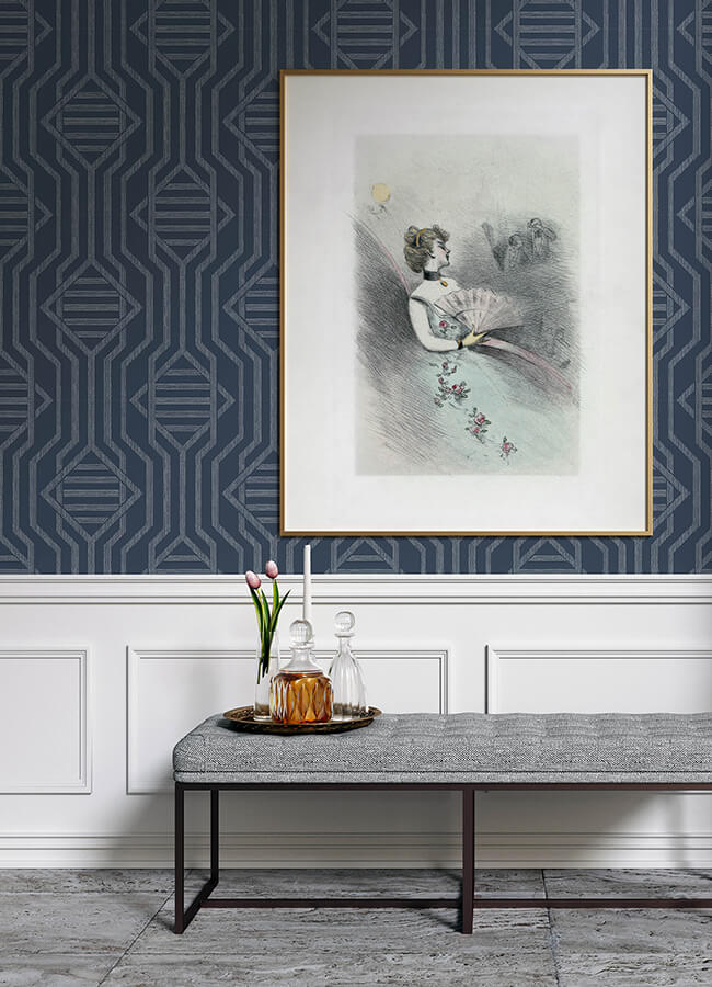 essex-navy-geometric-wallpaper-york-wallcoverings-4147-27402 - York Wallcoverings Wallpaper