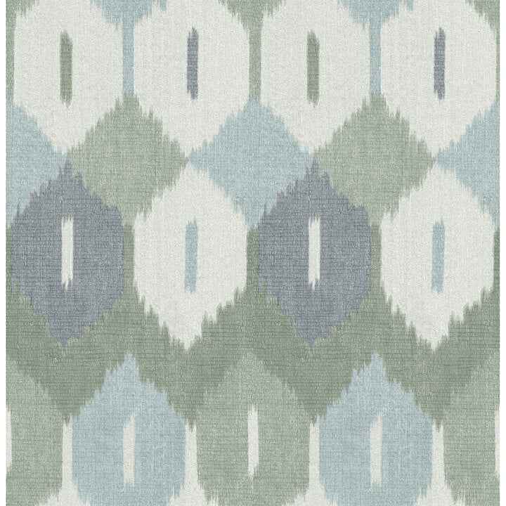 Abilene Sea Green Ikat Wallpaper - York Wallcoverings - 4147-27406