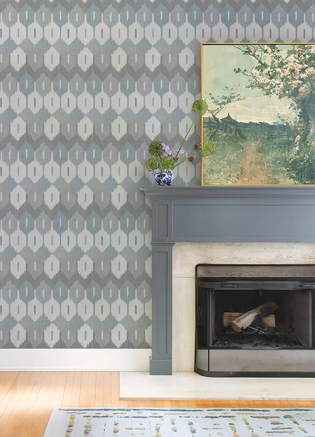abilene-denim-ikat-wallpaper-york-wallcoverings-4147-27407 - York Wallcoverings Wallpaper