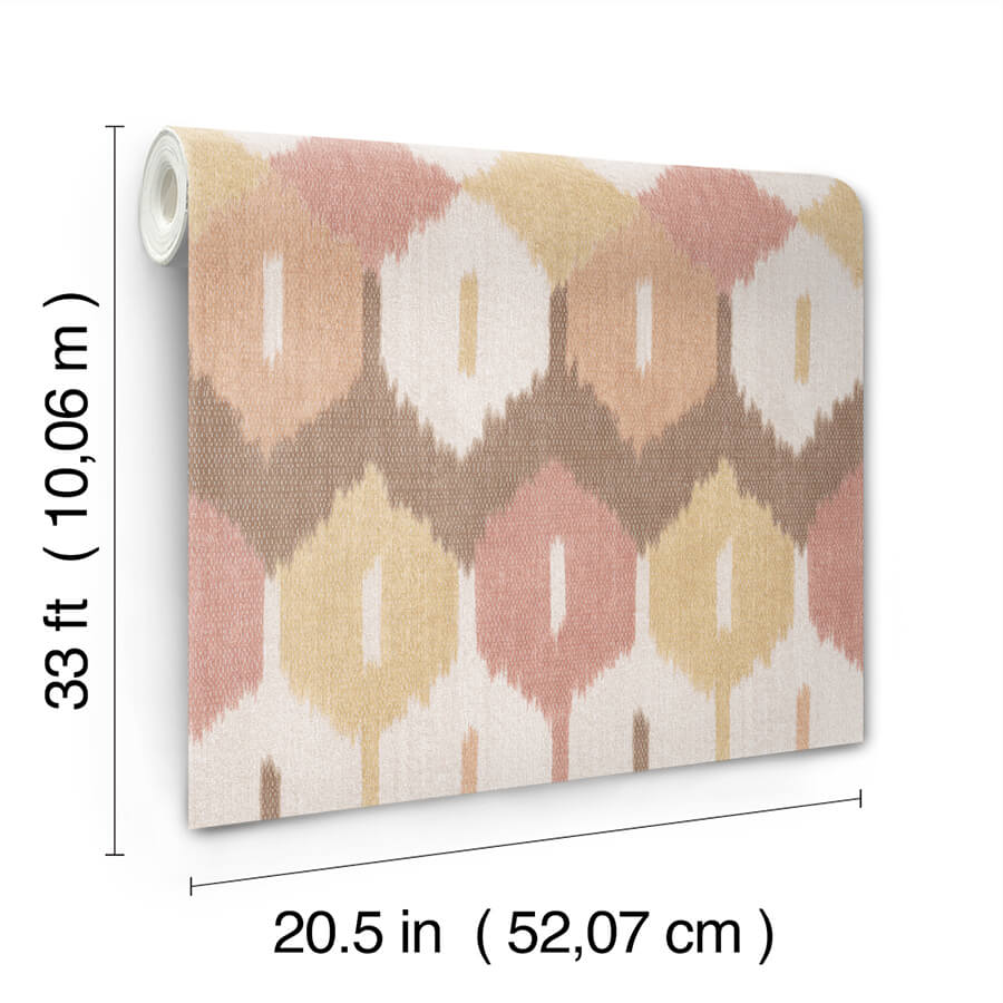 abilene-apricot-ikat-wallpaper-york-wallcoverings-4147-27408 - York Wallcoverings Wallpaper
