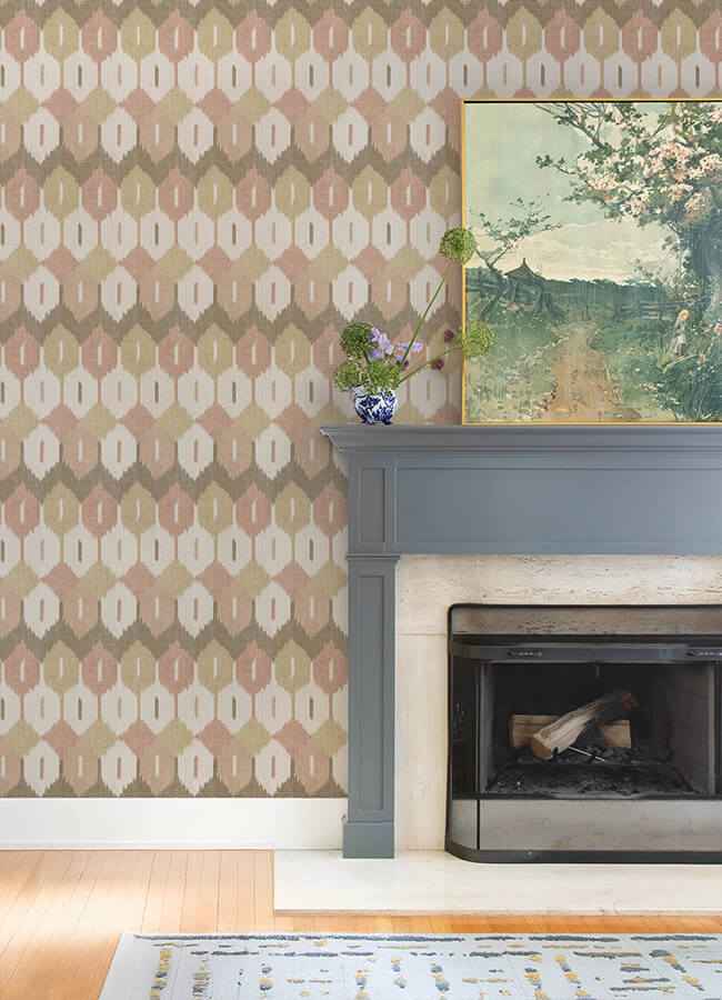 Abilene Apricot Ikat Wallpaper - York Wallcoverings - 4147-27408 - York Wallcoverings Wallpaper