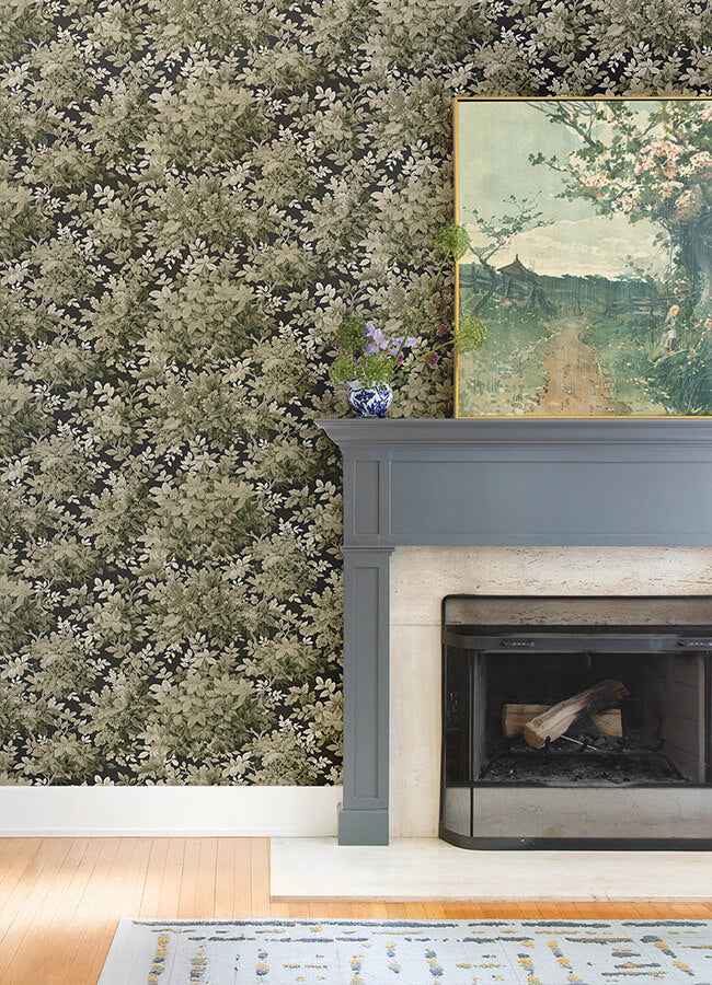Greenwood Black Deciduous Wallpaper - York Wallcoverings - 4147-80005 - York Wallcoverings Wallpaper